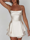 noviapalms Women Sleeveless Satin Playsuit