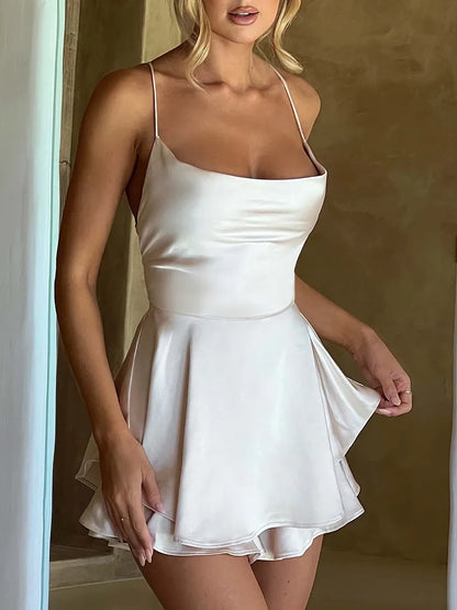noviapalms Women Sleeveless Satin Playsuit